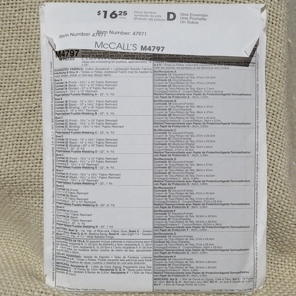 McCall's Crafts M4797 Pattern 8 Styles of Fabric Bowls from the Fat Quarter Club - Picture 3 of 4